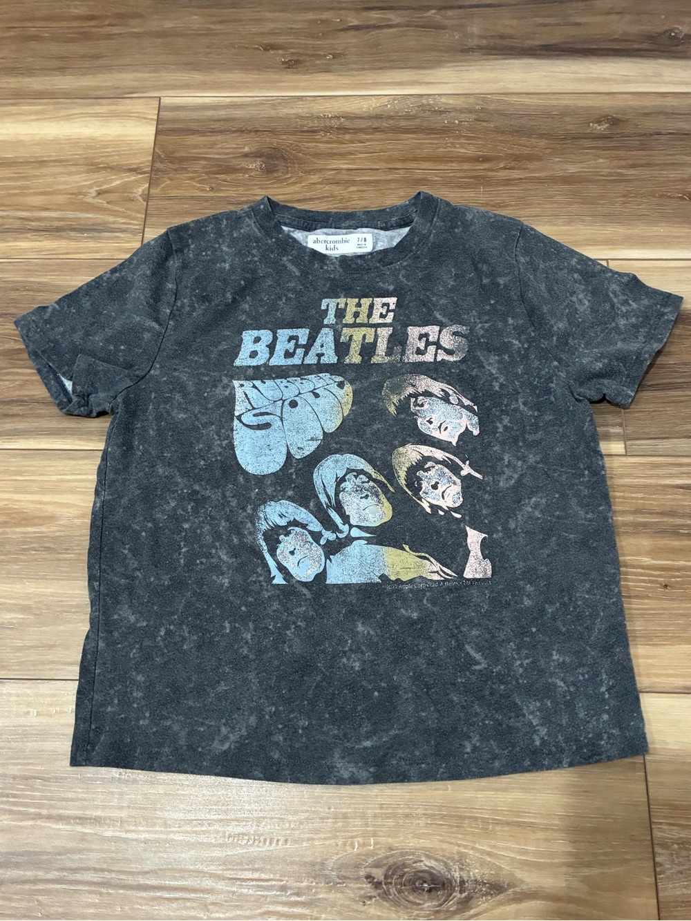 Abercrombie Kids The Beatles Graphic Tee Black Mineral Wash Girls Size 7/8